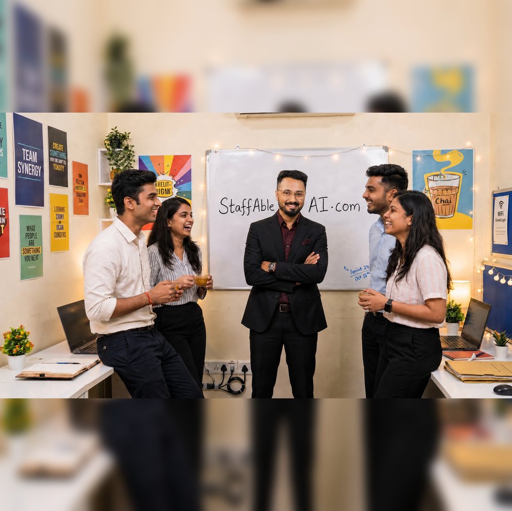StaffAble AI featured on The Economic Times AI Innovator profile: Neelabja Saha with the StaffAble AI team
